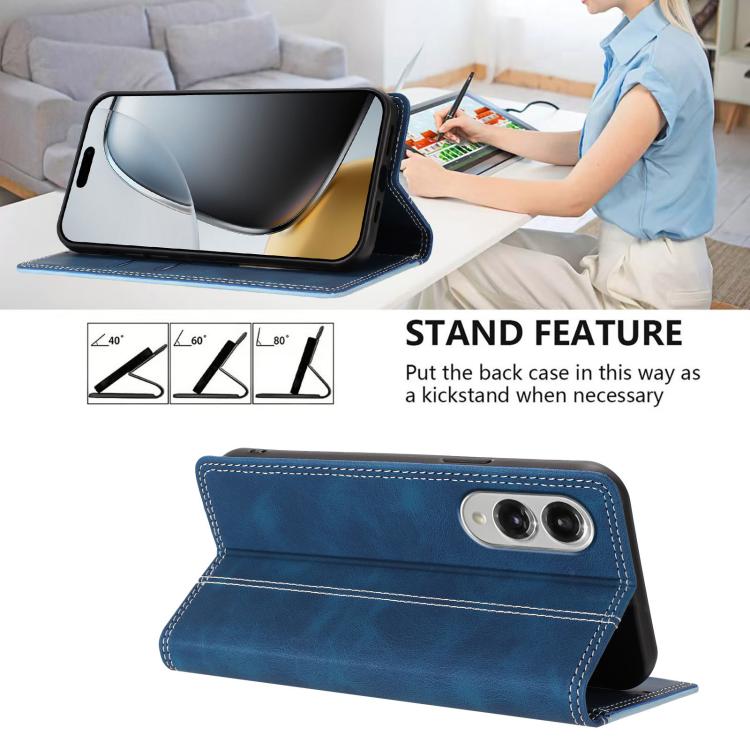 For Galaxy S25 Edge 5G Skin Feel Two-tone RFID Blocking Vegan Leather Phone Case