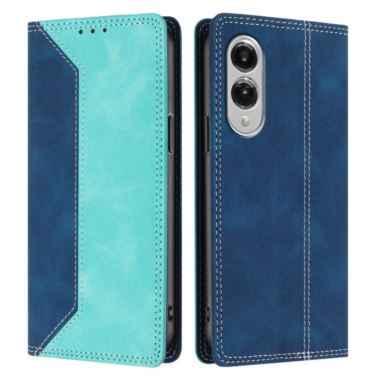 For Galaxy S25 Edge 5G Skin Feel Two-tone RFID Blocking Vegan Leather Phone Case