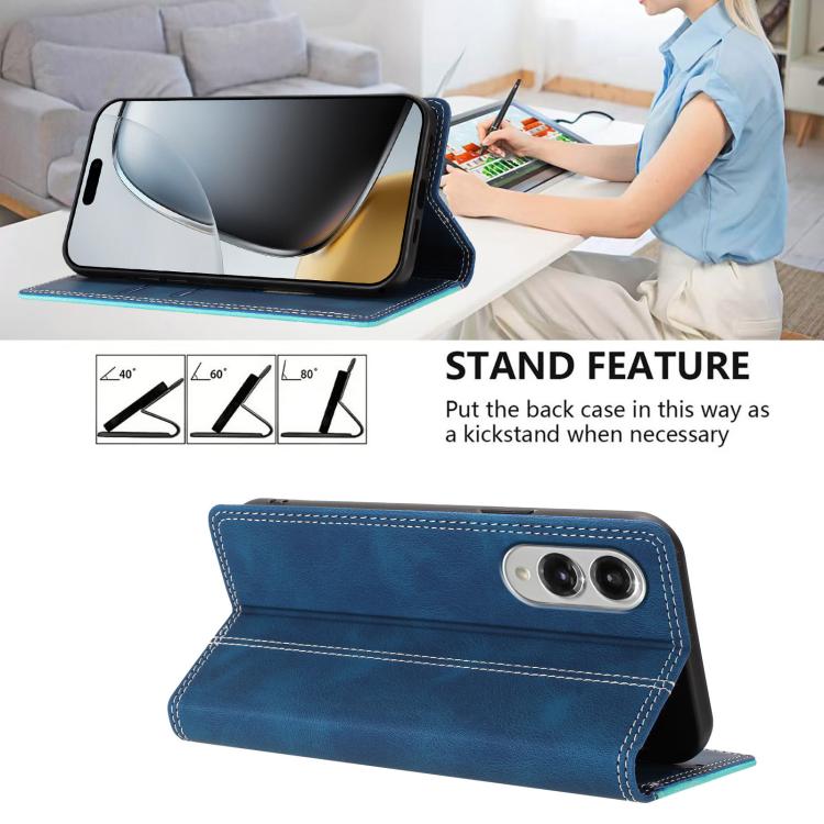 For Galaxy S25 Edge 5G Skin Feel Two-tone RFID Blocking Vegan Leather Phone Case
