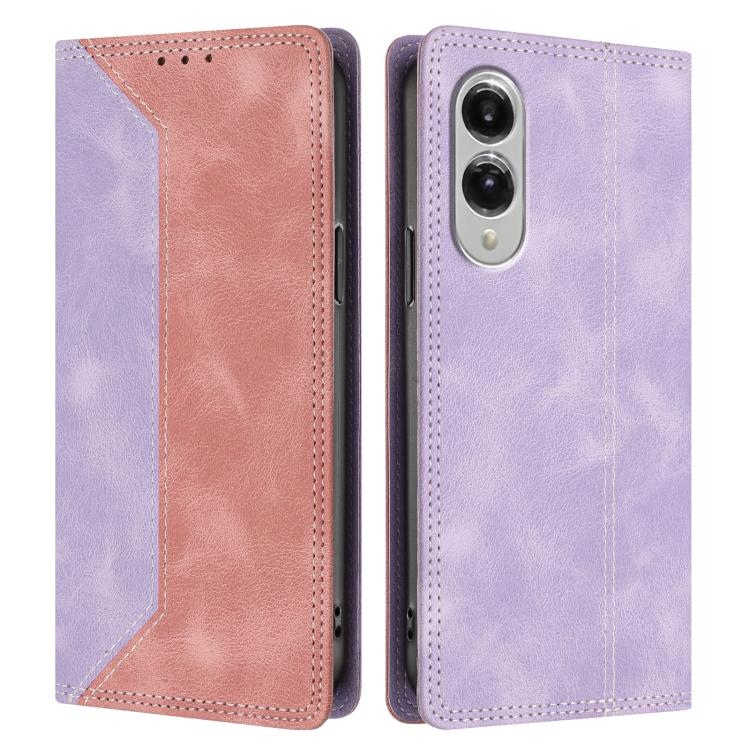 For Galaxy S25 Edge 5G Skin Feel Two-tone RFID Blocking Vegan Leather Phone Case