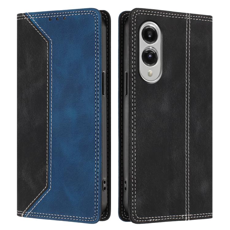 For Galaxy S25 Edge 5G Skin Feel Two-tone RFID Blocking Vegan Leather Phone Case