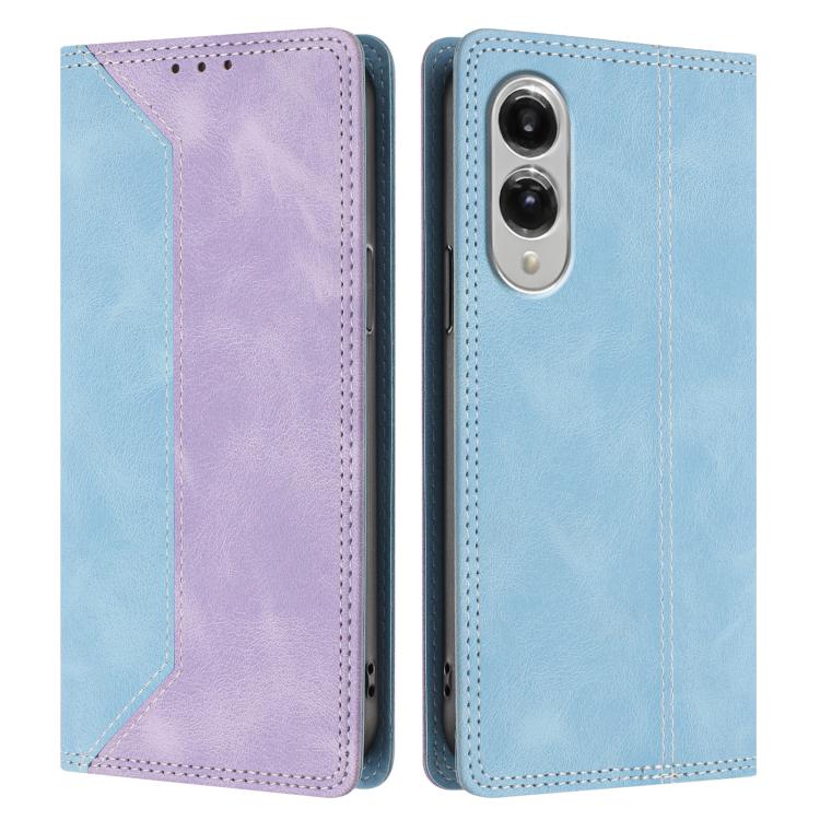For Galaxy S25 Edge 5G Skin Feel Two-tone RFID Blocking Vegan Leather Phone Case