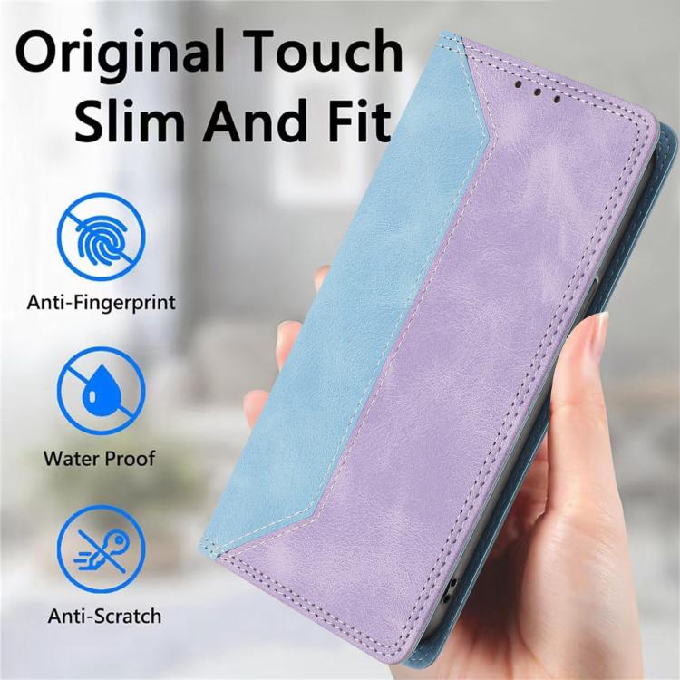 For Galaxy S25 Edge 5G Skin Feel Two-tone RFID Blocking Vegan Leather Phone Case