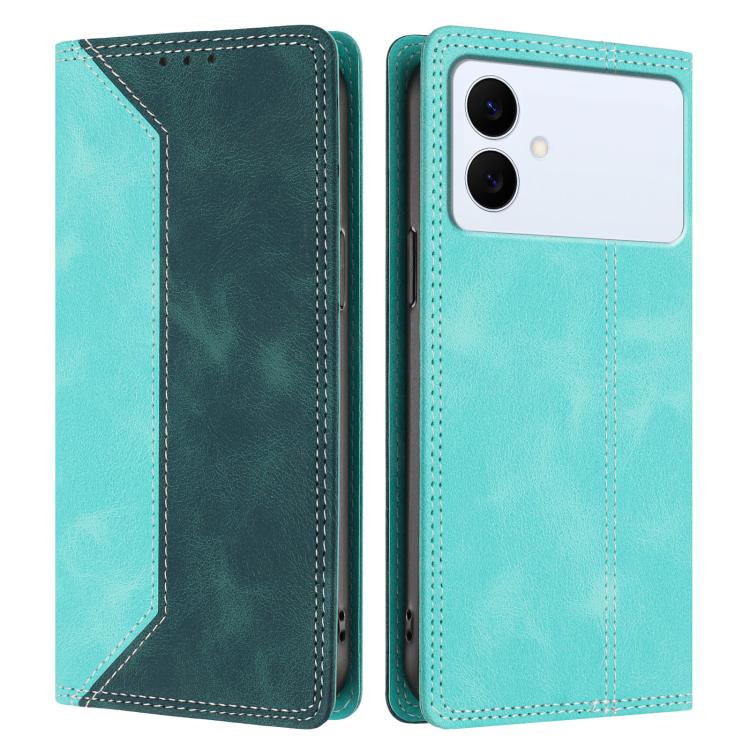 For Galaxy S26 Edge 5G Skin Feel Two-tone RFID Blocking Vegan Leather Phone Case