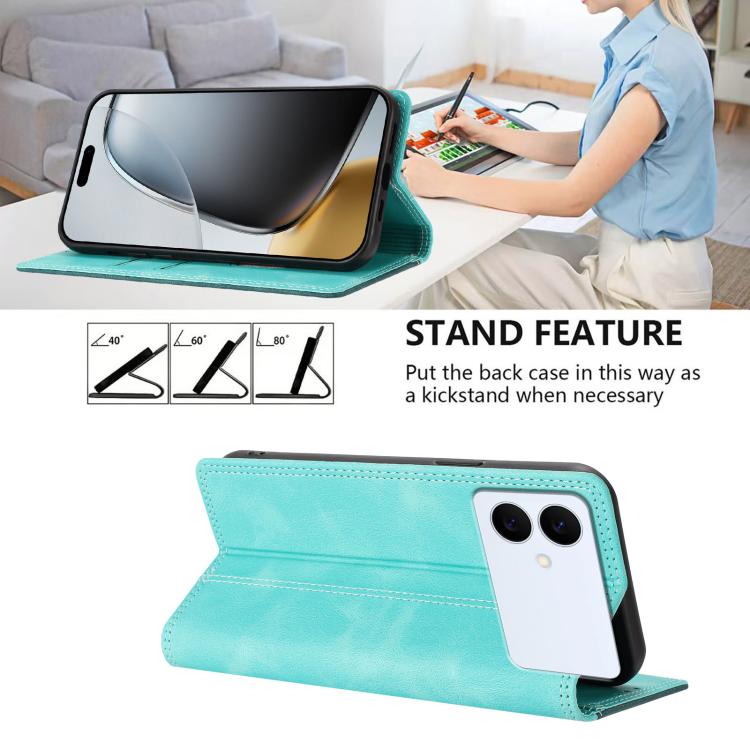 For Galaxy S26 Edge 5G Skin Feel Two-tone RFID Blocking Vegan Leather Phone Case