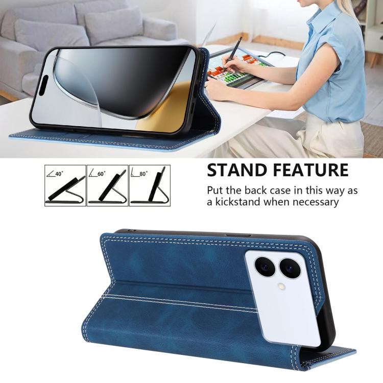 For Galaxy S26 Edge 5G Skin Feel Two-tone RFID Blocking Vegan Leather Phone Case