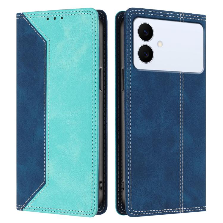 For Galaxy S26 Edge 5G Skin Feel Two-tone RFID Blocking Vegan Leather Phone Case