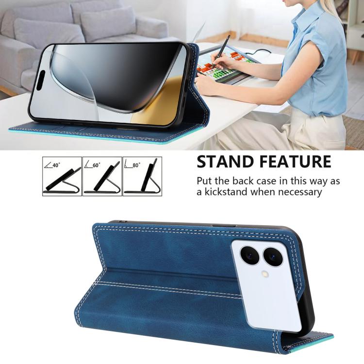 For Galaxy S26 Edge 5G Skin Feel Two-tone RFID Blocking Vegan Leather Phone Case