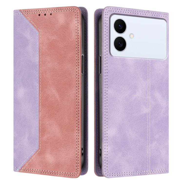 For Galaxy S26 Edge 5G Skin Feel Two-tone RFID Blocking Vegan Leather Phone Case
