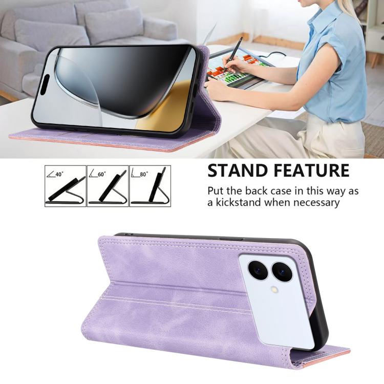 For Galaxy S26 Edge 5G Skin Feel Two-tone RFID Blocking Vegan Leather Phone Case