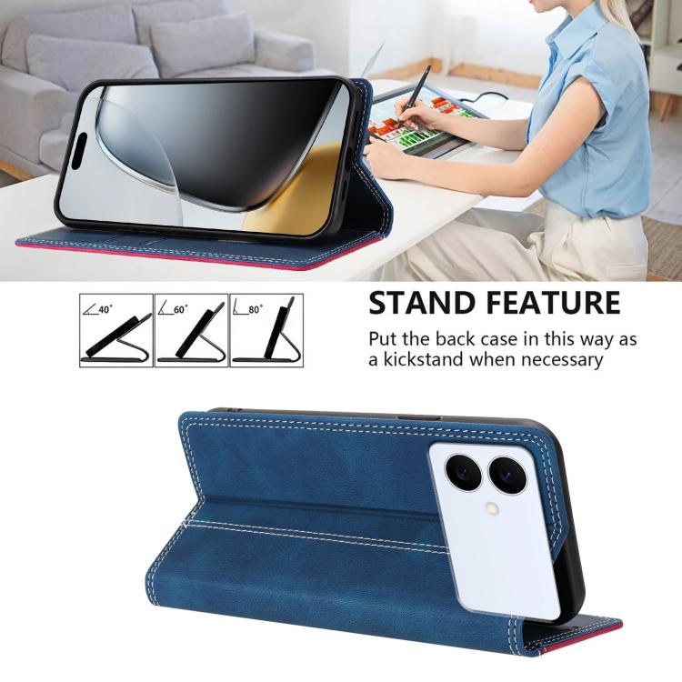 For Galaxy S26 Edge 5G Skin Feel Two-tone RFID Blocking Vegan Leather Phone Case
