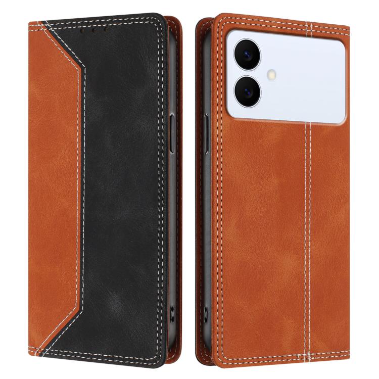For Galaxy S26 Edge 5G Skin Feel Two-tone RFID Blocking Vegan Leather Phone Case