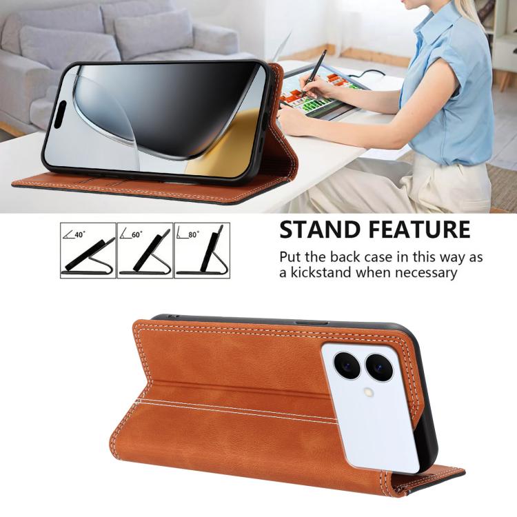 For Galaxy S26 Edge 5G Skin Feel Two-tone RFID Blocking Vegan Leather Phone Case