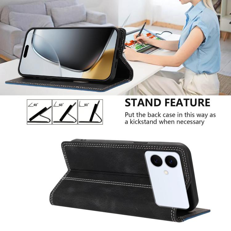 For Galaxy S26 Edge 5G Skin Feel Two-tone RFID Blocking Vegan Leather Phone Case