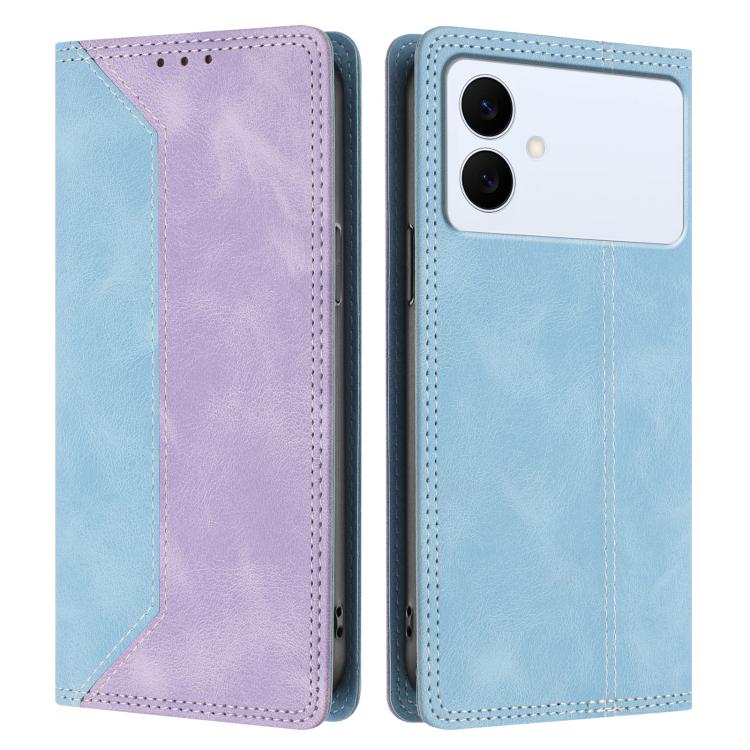 For Galaxy S26 Edge 5G Skin Feel Two-tone RFID Blocking Vegan Leather Phone Case