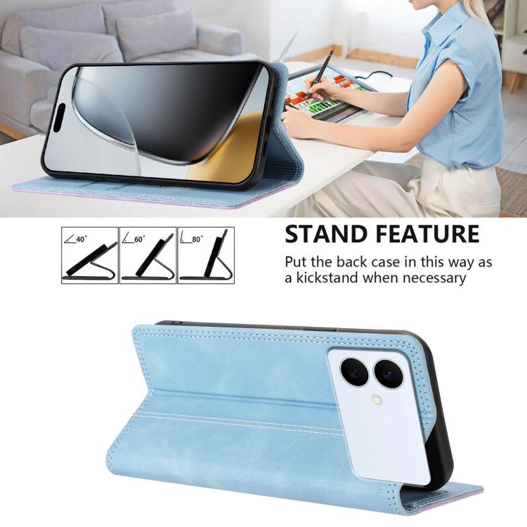 For Galaxy S26 Edge 5G Skin Feel Two-tone RFID Blocking Vegan Leather Phone Case