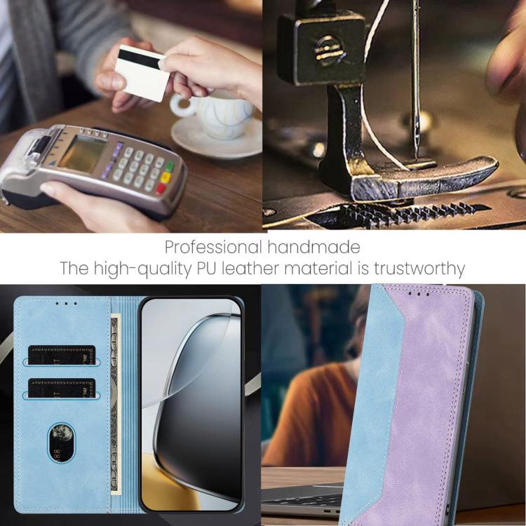 For Galaxy S26 Edge 5G Skin Feel Two-tone RFID Blocking Vegan Leather Phone Case