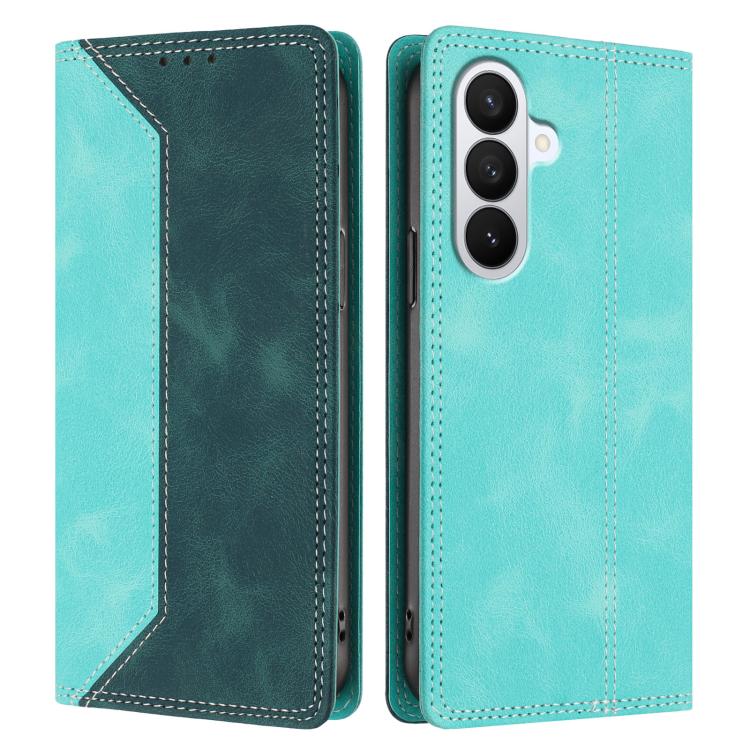 For Galaxy S26 5G Skin Feel Two-tone RFID Blocking Vegan Leather Phone Case