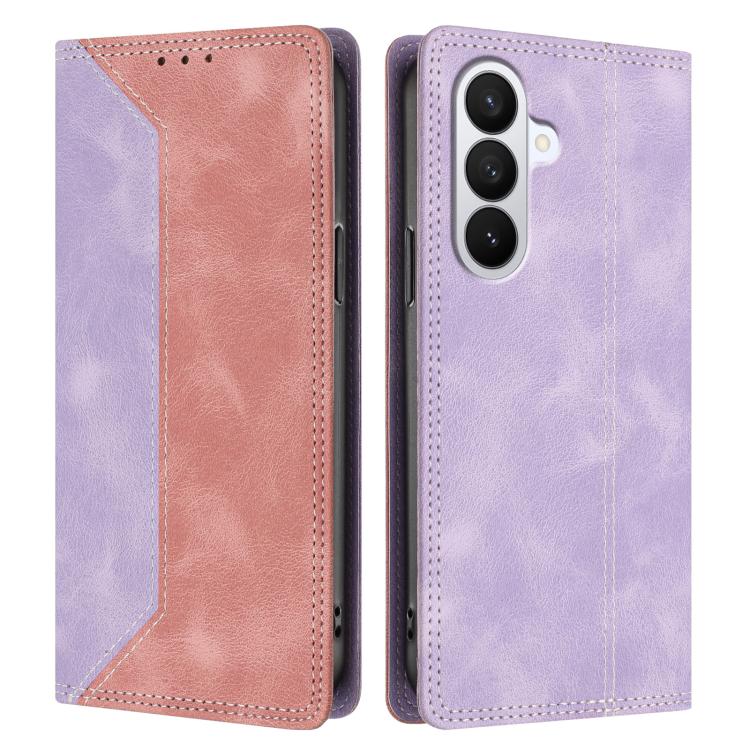 For Galaxy S26 5G Skin Feel Two-tone RFID Blocking Vegan Leather Phone Case