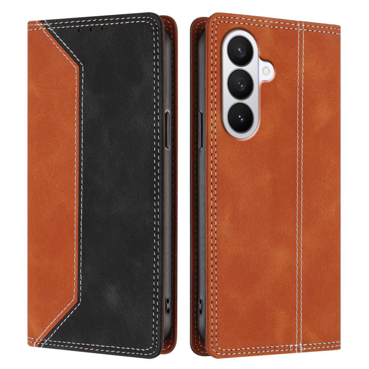 For Galaxy S26 5G Skin Feel Two-tone RFID Blocking Vegan Leather Phone Case