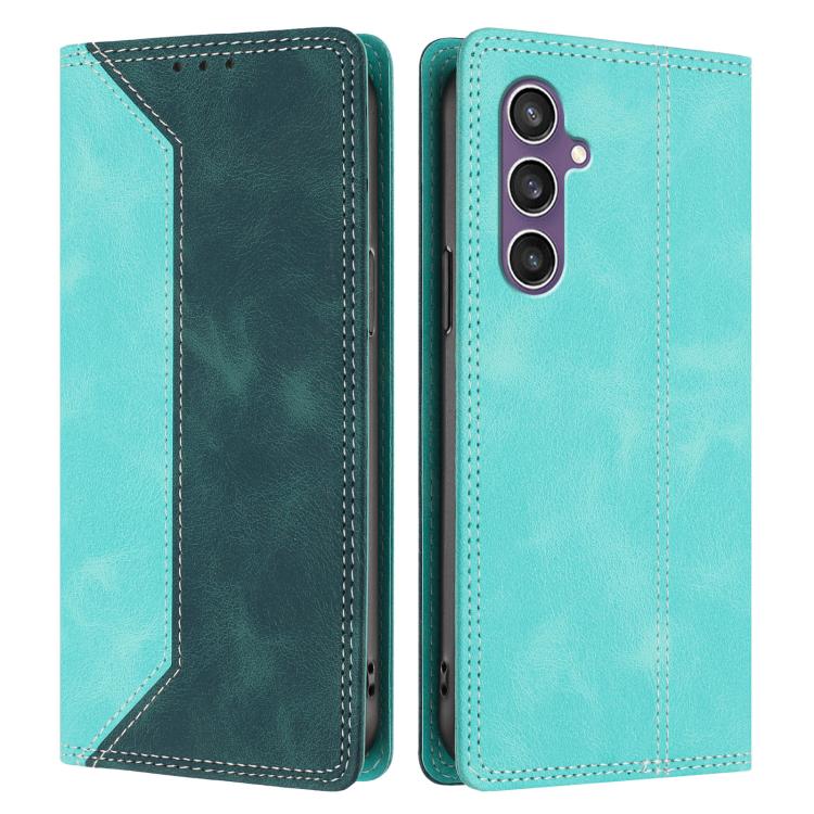 For Galaxy S23 FE 5G Skin Feel Two-tone RFID Blocking Vegan Leather Phone Case