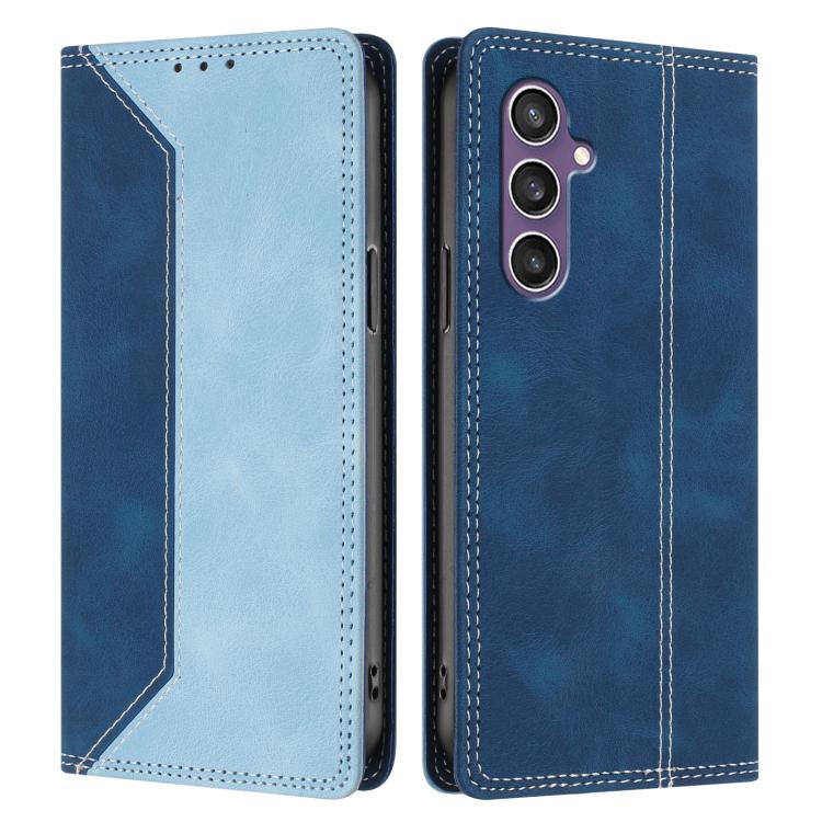 For Galaxy S23 FE 5G Skin Feel Two-tone RFID Blocking Vegan Leather Phone Case