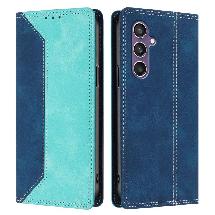 For Galaxy S23 FE 5G Skin Feel Two-tone RFID Blocking Vegan Leather Phone Case