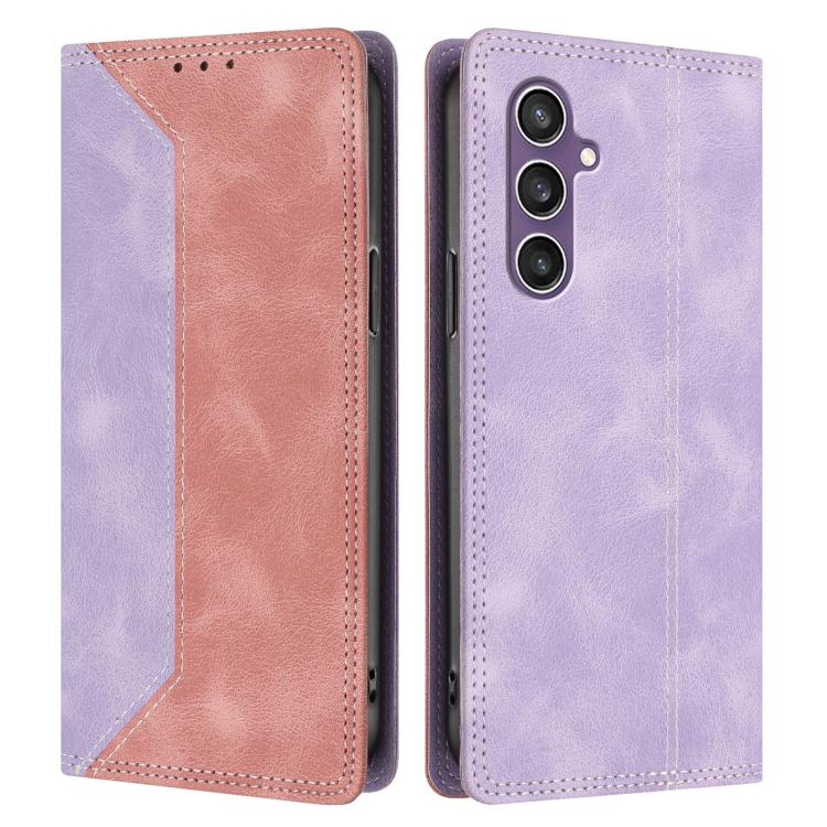 For Galaxy S23 FE 5G Skin Feel Two-tone RFID Blocking Vegan Leather Phone Case