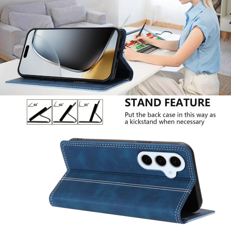 For Galaxy S26 FE 5G Skin Feel Two-tone RFID Blocking Vegan Leather Phone Case