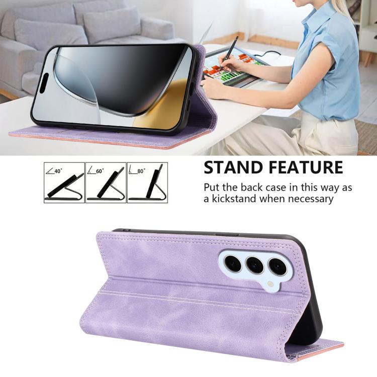 For Galaxy S26 FE 5G Skin Feel Two-tone RFID Blocking Vegan Leather Phone Case