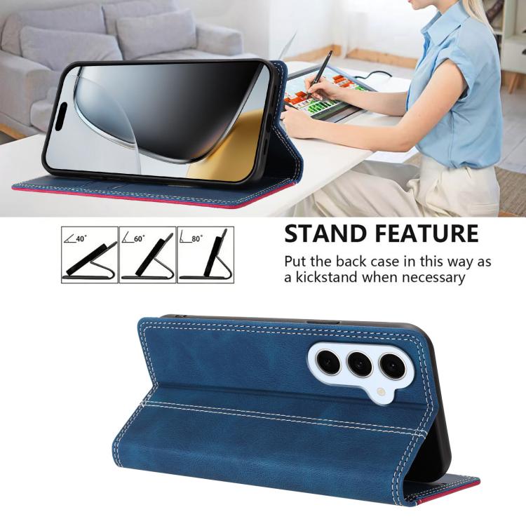 For Galaxy S26 FE 5G Skin Feel Two-tone RFID Blocking Vegan Leather Phone Case