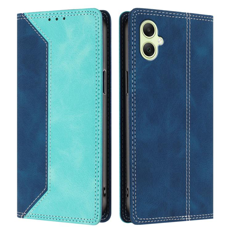 For Galaxy A05 Skin Feel Two-tone RFID Blocking Vegan Leather Phone Case