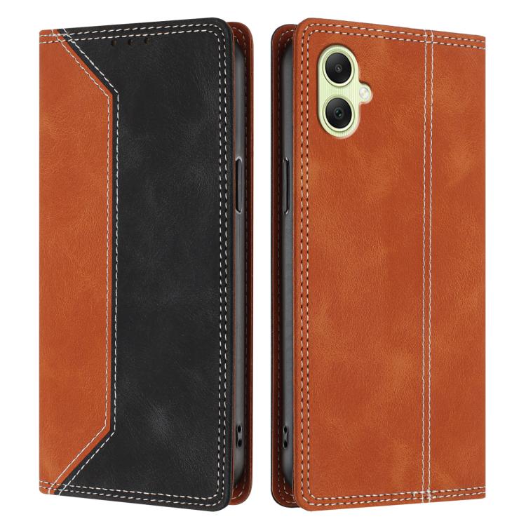 For Galaxy A05 Skin Feel Two-tone RFID Blocking Vegan Leather Phone Case
