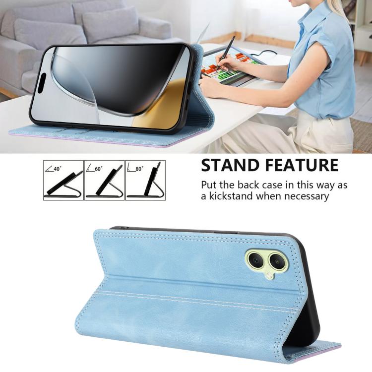 For Galaxy A05 Skin Feel Two-tone RFID Blocking Vegan Leather Phone Case