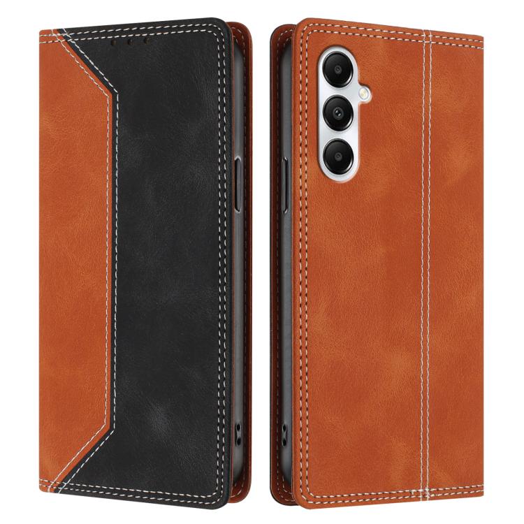 For Galaxy A05s Skin Feel Two-tone RFID Blocking Vegan Leather Phone Case