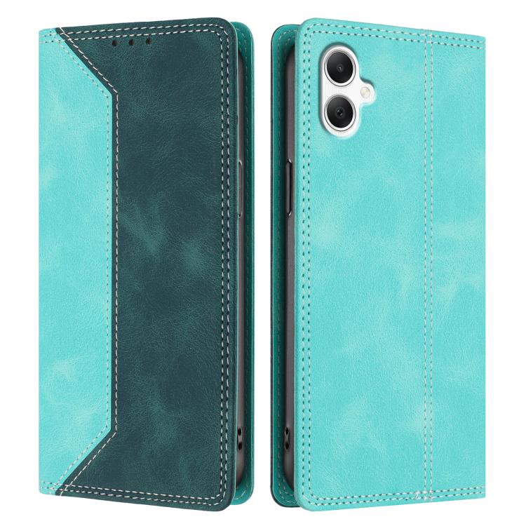 For Galaxy A06 4G / 5G Skin Feel Two-tone RFID Blocking Vegan Leather Phone Case