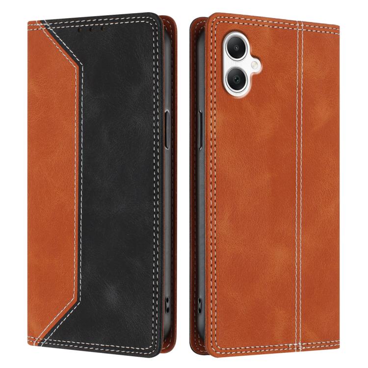 For Galaxy A07 Skin Feel Two-tone RFID Blocking Vegan Leather Phone Case