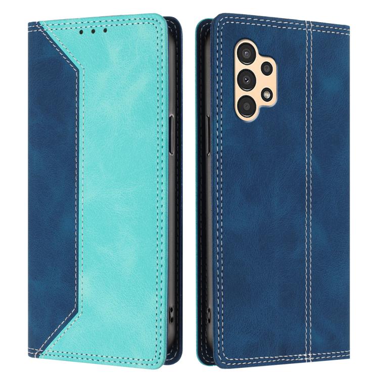 For Galaxy A13 4G / 5G Skin Feel Two-tone RFID Blocking Vegan Leather Phone Case