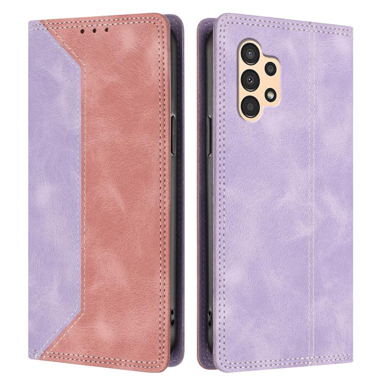 For Galaxy A13 4G / 5G Skin Feel Two-tone RFID Blocking Vegan Leather Phone Case