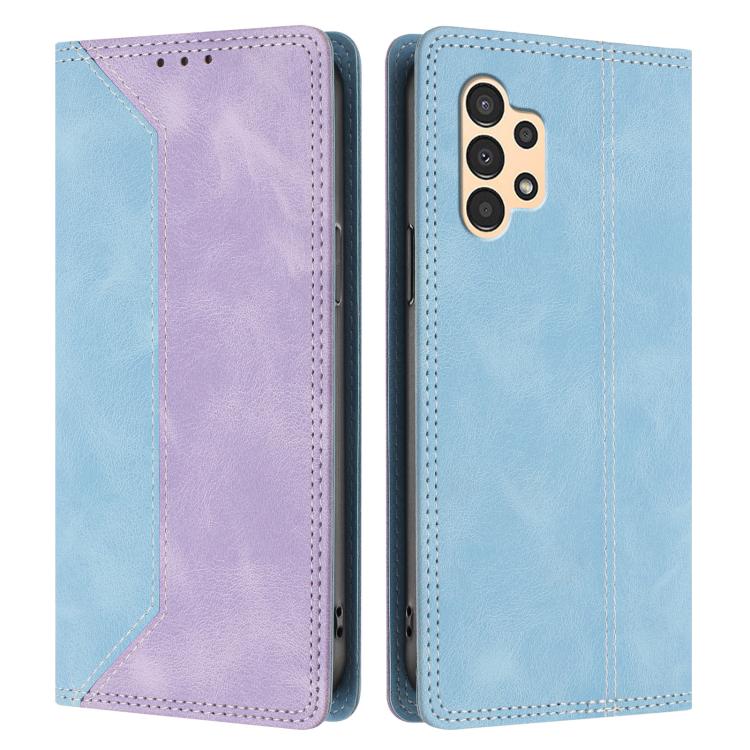 For Galaxy A13 4G / 5G Skin Feel Two-tone RFID Blocking Vegan Leather Phone Case