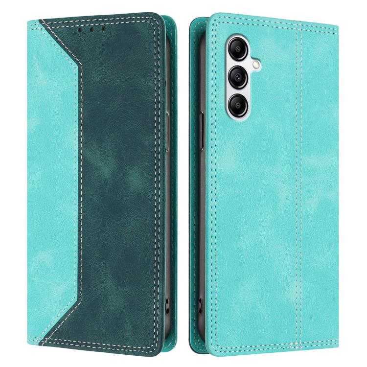 For Galaxy A14 5G Skin Feel Two-tone RFID Blocking Vegan Leather Phone Case