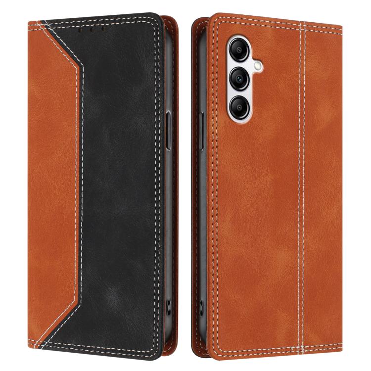 For Galaxy A14 5G Skin Feel Two-tone RFID Blocking Vegan Leather Phone Case