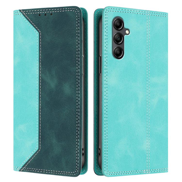 For Galaxy A15 4G / 5G Skin Feel Two-tone RFID Blocking Vegan Leather Phone Case