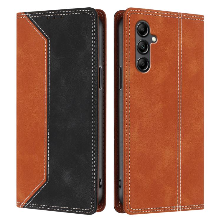 For Galaxy A15 4G / 5G Skin Feel Two-tone RFID Blocking Vegan Leather Phone Case