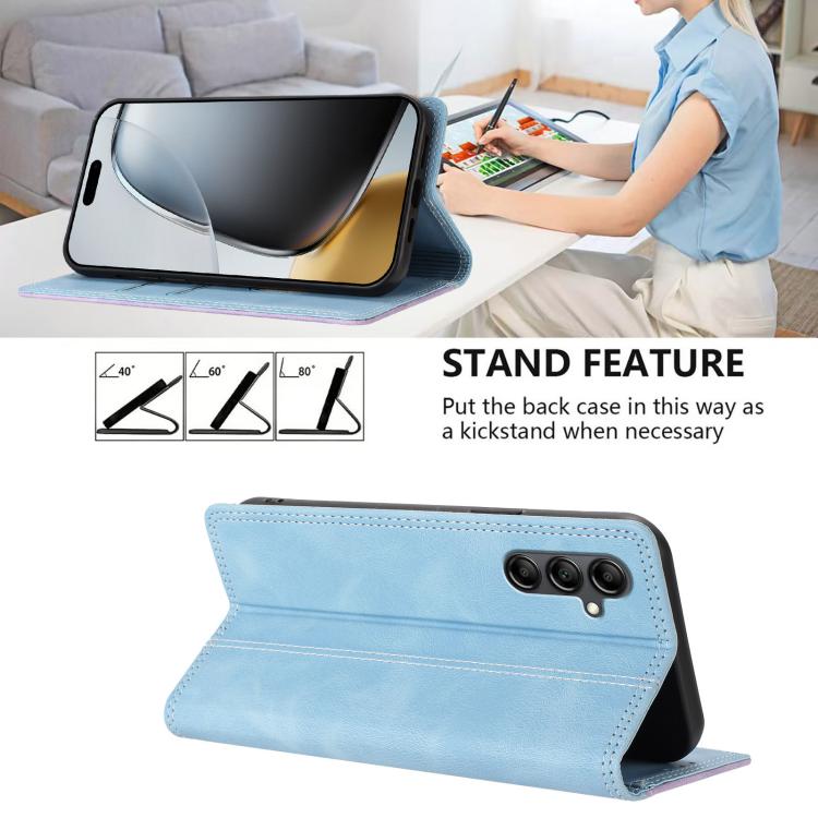 For Galaxy A15 4G / 5G Skin Feel Two-tone RFID Blocking Vegan Leather Phone Case