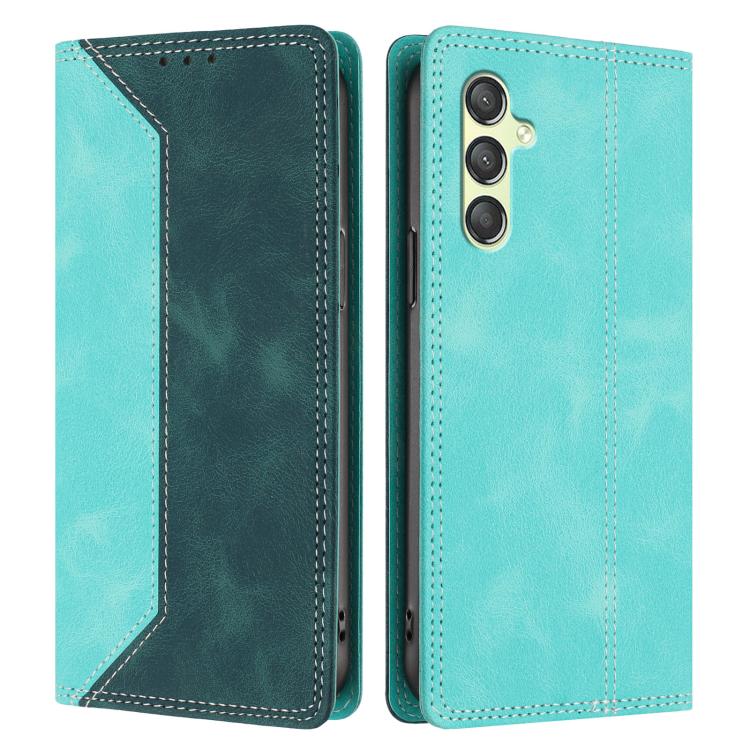 For Galaxy A24 4G Skin Feel Two-tone RFID Blocking Vegan Leather Phone Case