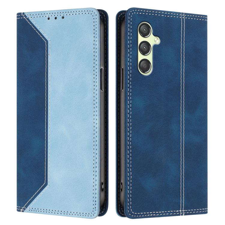 For Galaxy A24 4G Skin Feel Two-tone RFID Blocking Vegan Leather Phone Case