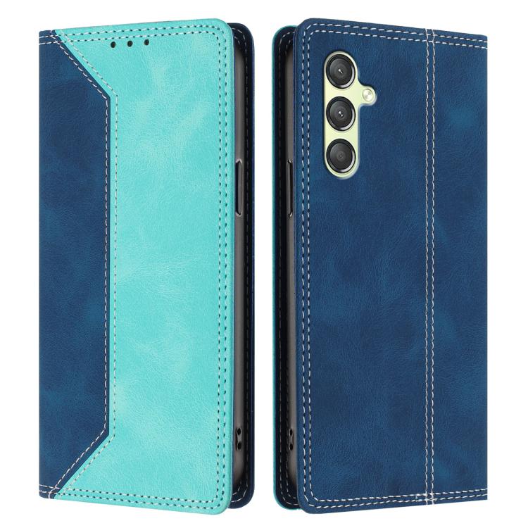 For Galaxy A24 4G Skin Feel Two-tone RFID Blocking Vegan Leather Phone Case
