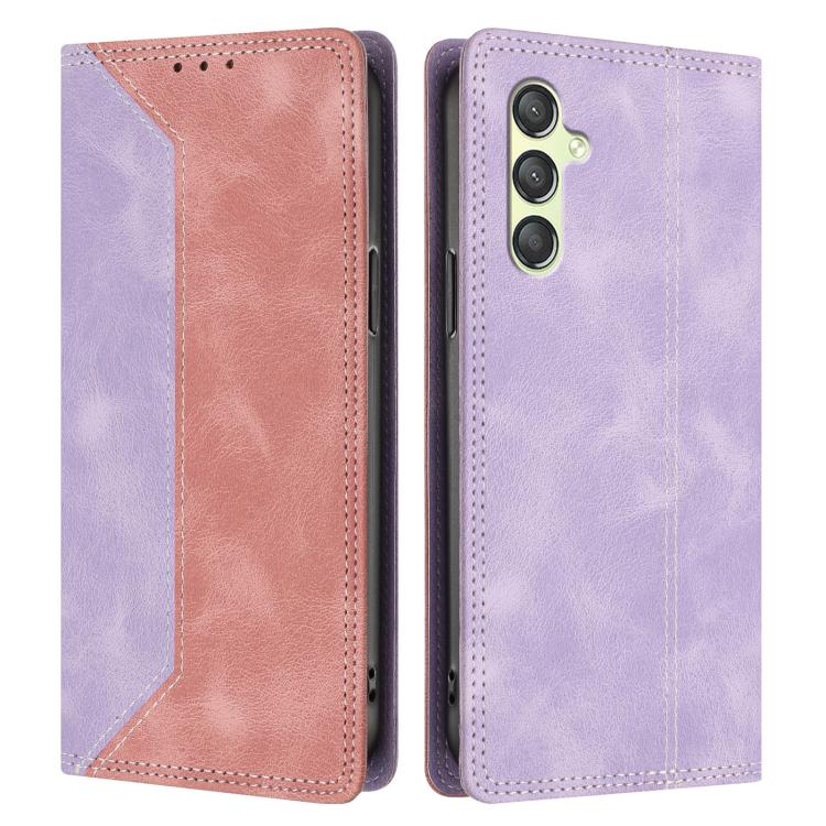 For Galaxy A24 4G Skin Feel Two-tone RFID Blocking Vegan Leather Phone Case