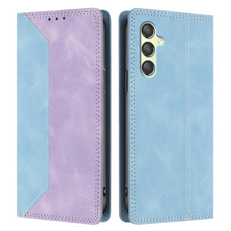 For Galaxy A24 4G Skin Feel Two-tone RFID Blocking Vegan Leather Phone Case